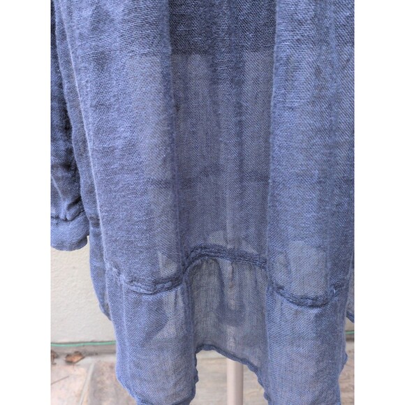 Dolma Top LG 100% Gauzy Linen Shirt Dress Tunic French Blue Coastal Chic - Picture 8 of 13